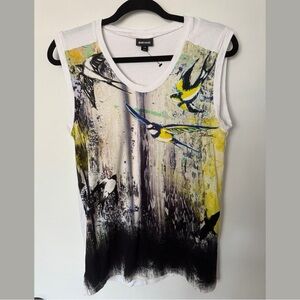 Just Cavalli Sleeveless Graphic Top | Pit to Pit 17” Length 25” | Fits XS–M